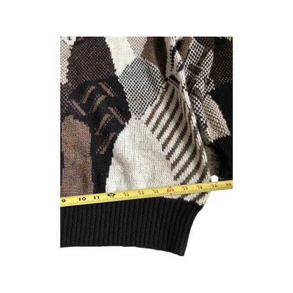 Vintage Uniform Code Geometric Knit Sweater Size S With Leather Patches - Picture 13 of 16